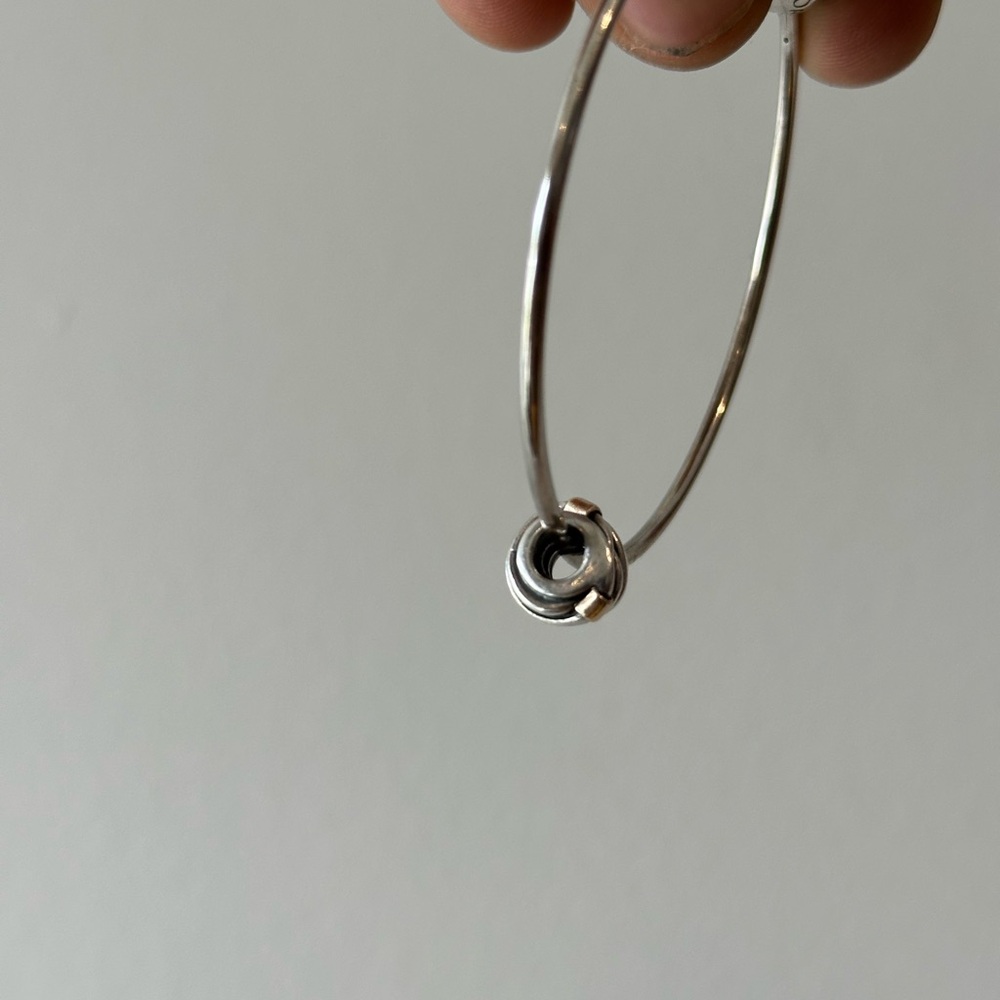Pandora Two Tone 14K Gold Silver Twisted Rope Charm - Picture 13 of 15